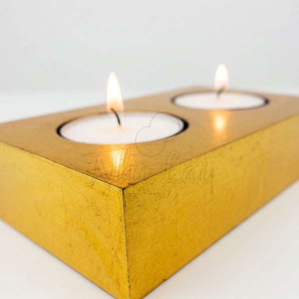 Bougeoir laqué doré Hai Lo